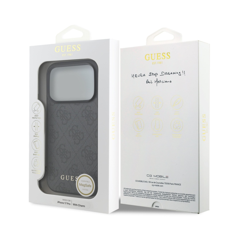 Guess 4G Charm hátlap iPhone 17 Pro készülékhez Tone on Tone szürke