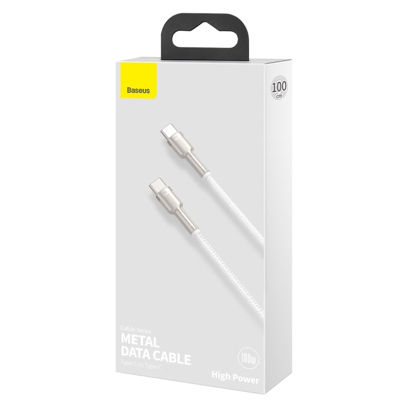 Baseus Cafule Metal sorozatú adatkábel USB-C - USB-C 100W 1m Fehér