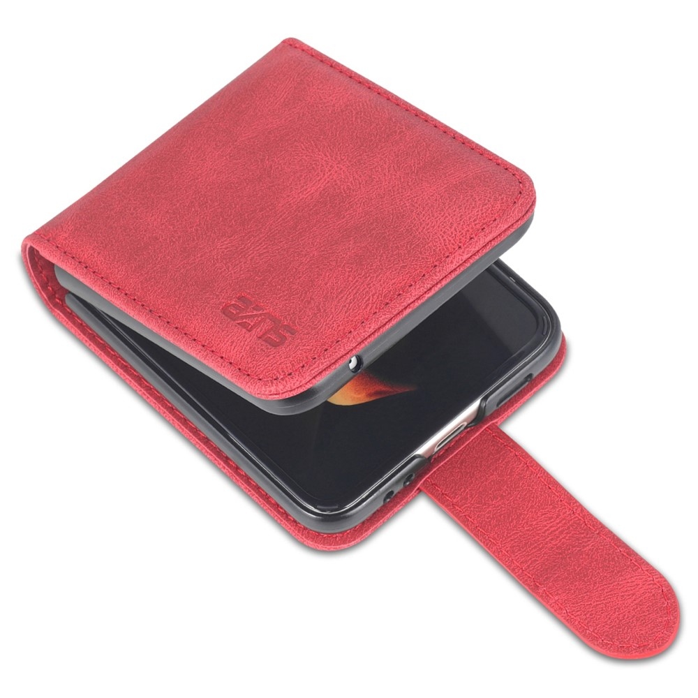 AZNS műanyag borítás PU bőrrel Samsung Galaxy Z Flip5 5G - piros