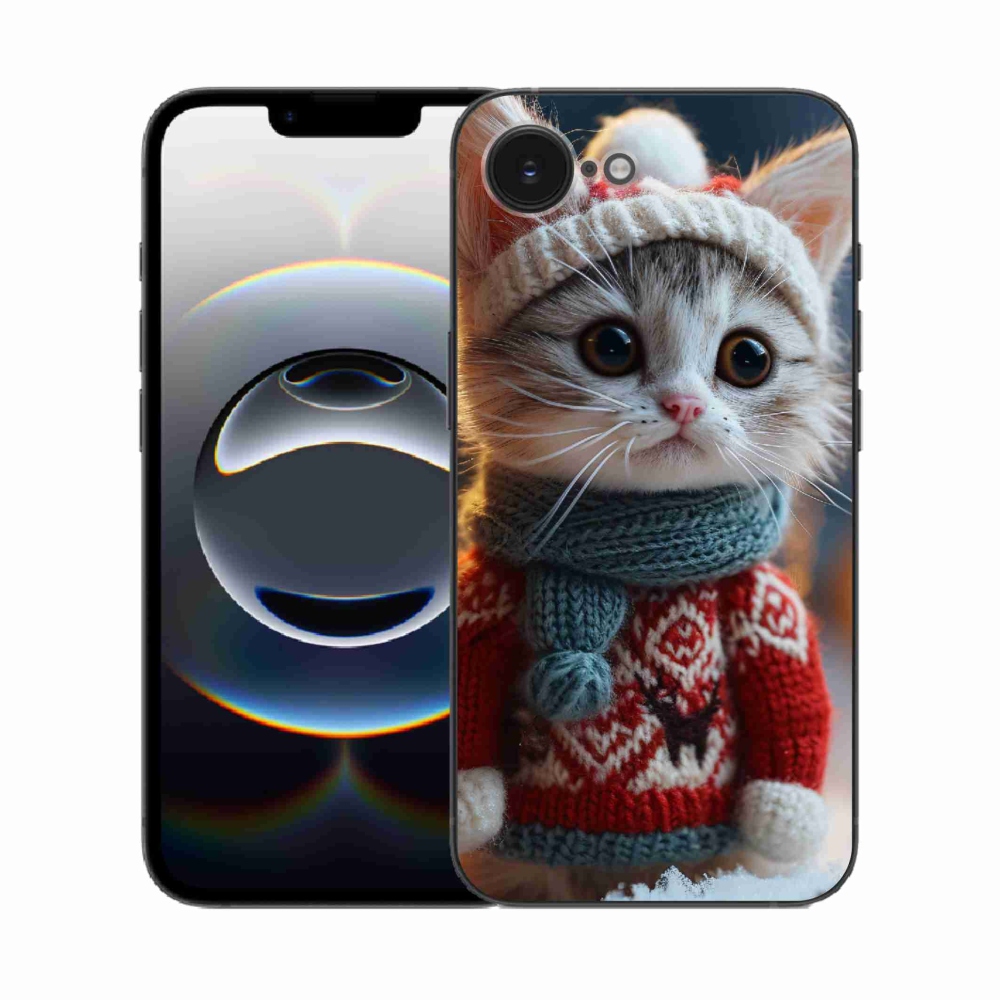 Gél borítás mmCase iPhone 16e készülékhez - cica pulóverben
