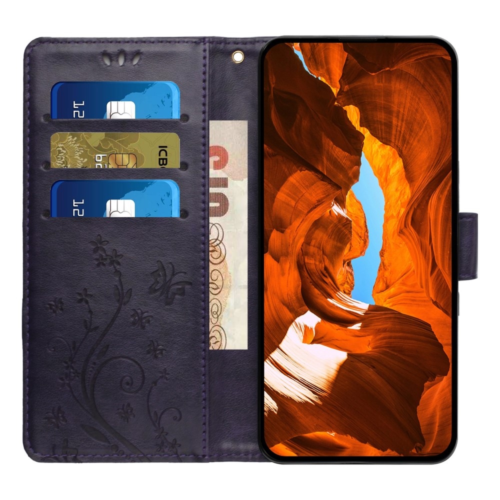 Virágok könyv tok Honor X6b - sötét lila