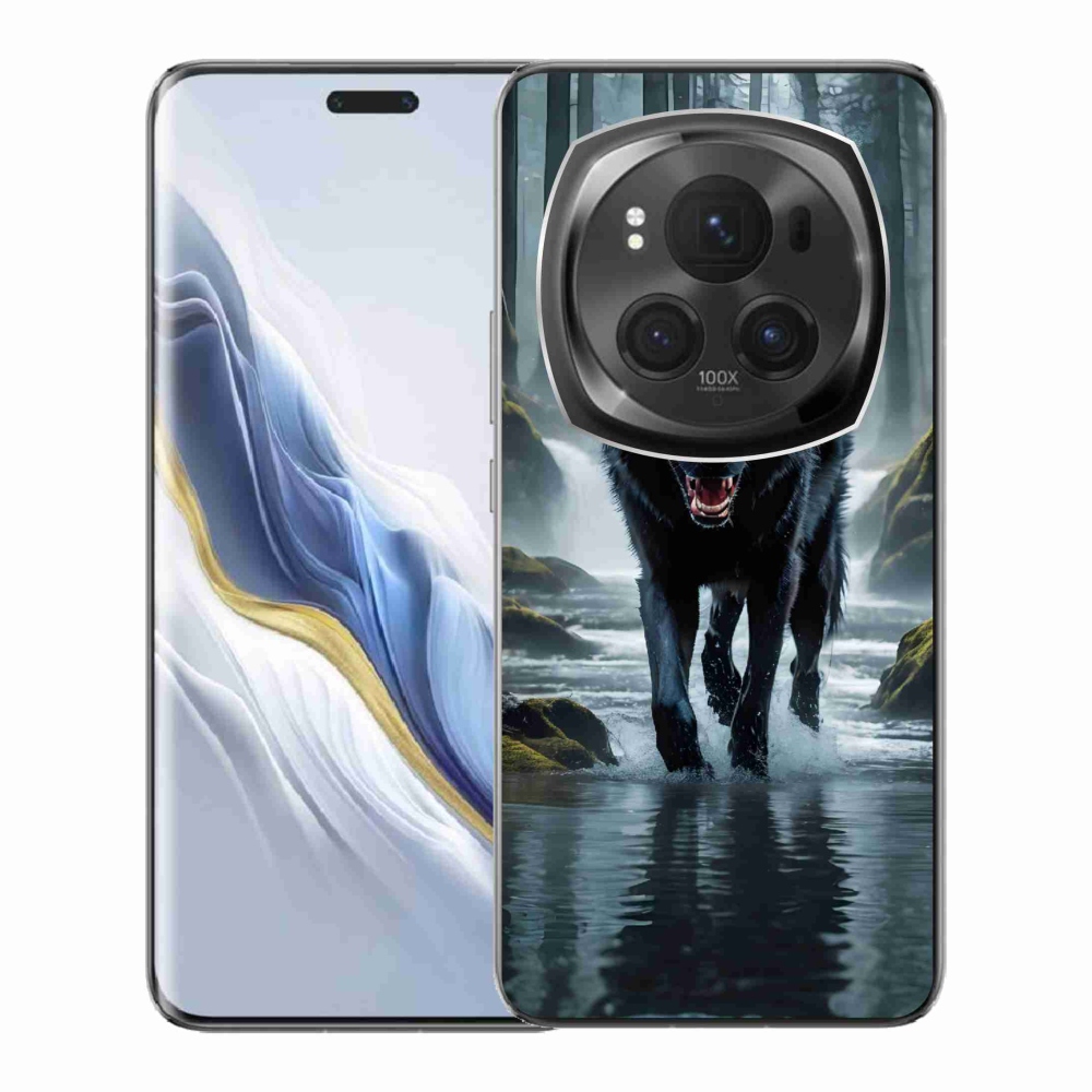 Zselés borítás mmCase a Honor Magic 6 Pro 5G készülékhez - fekete farkas
