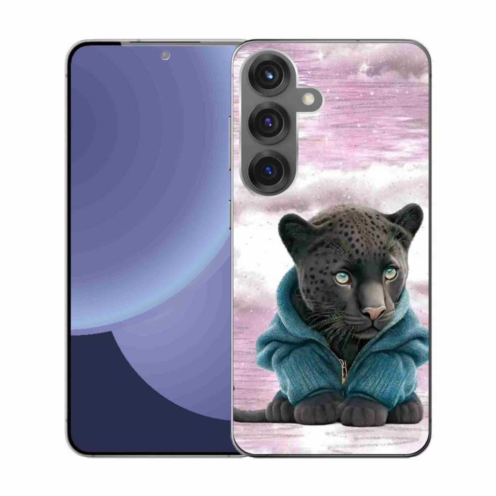 Zselés borítás mmCase Samsung Galaxy S25 készülékhez - fekete párduc pulóverben