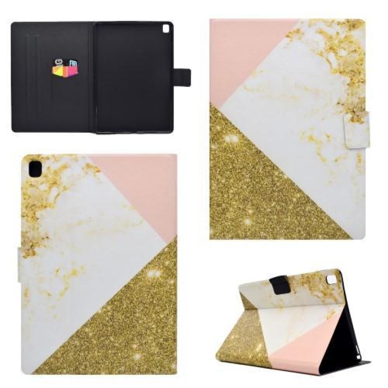 Modern PU bőr tok állvány funkcióval iPad Pro 9.7 készülékhez - fehér és arany színben