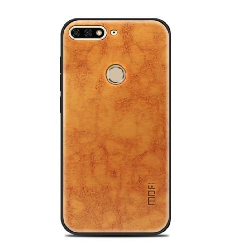 MOF gél borítás PU bőr hátlappal a Honor 7C-hez - narancssárga