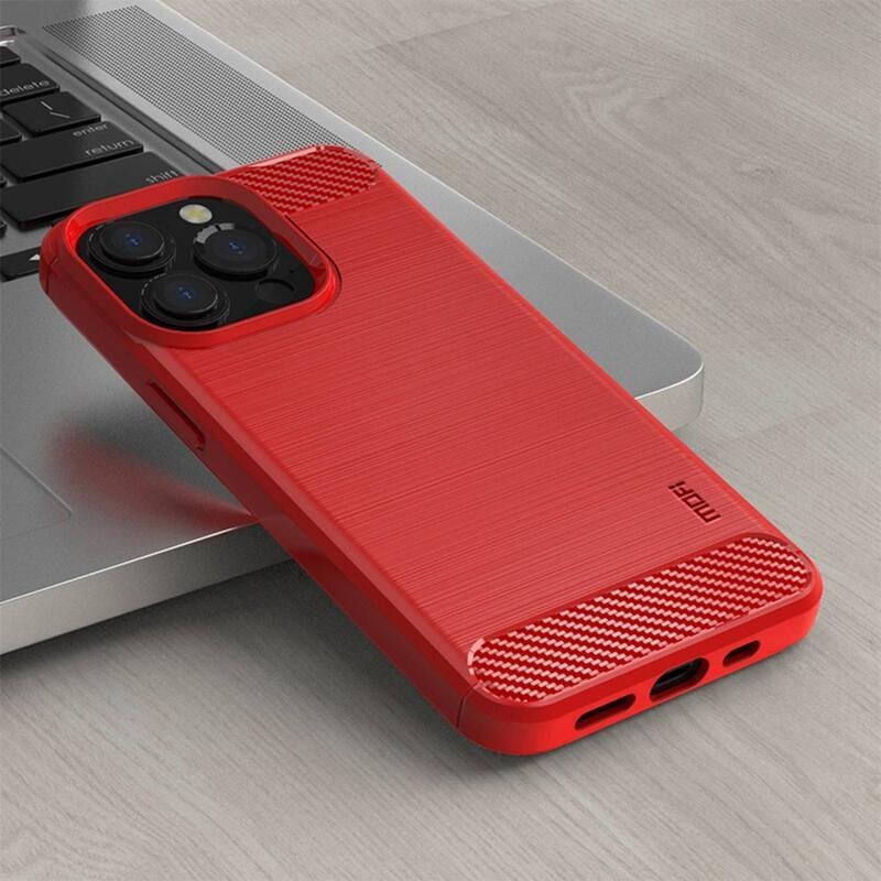 Mofi tartós, texturált zselés tok iPhone 14 Pro Max 6.7 készülékhez - piros