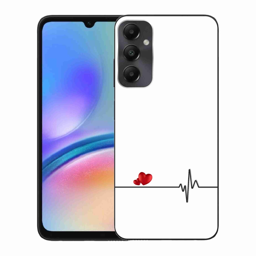 Gél borítás mmCase Samsung Galaxy A05s készülékhez - szív és szívverés fehér háttérrel