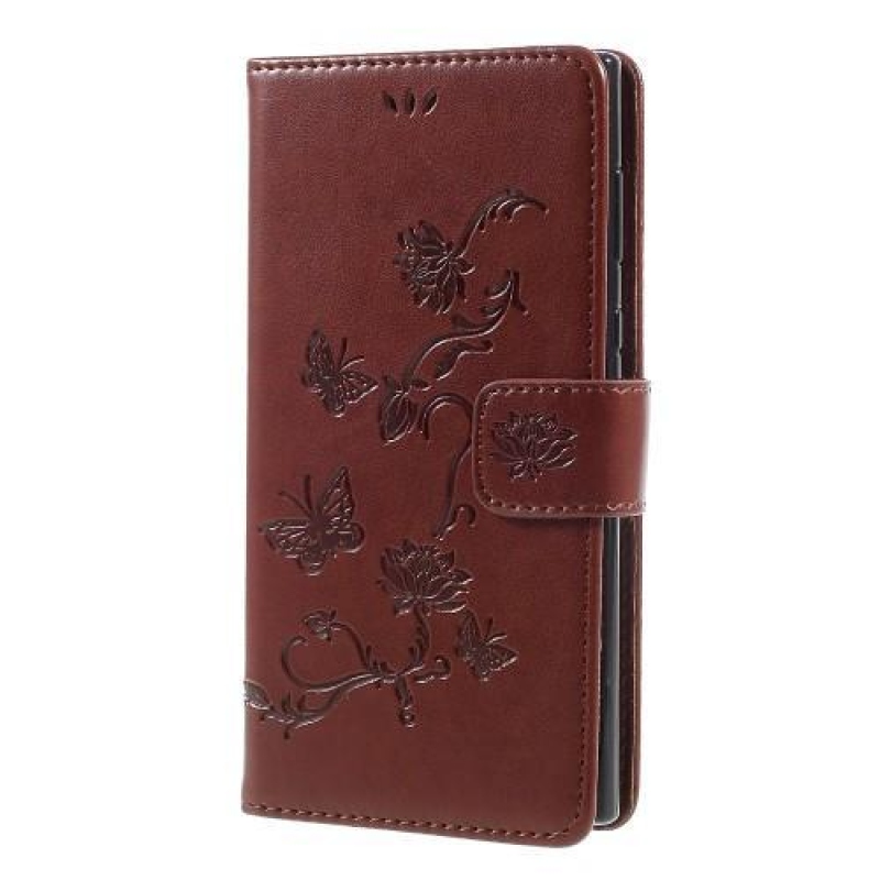 Pillangó PU bőr pénztárca tok Sony Xperia L1-hez - barna