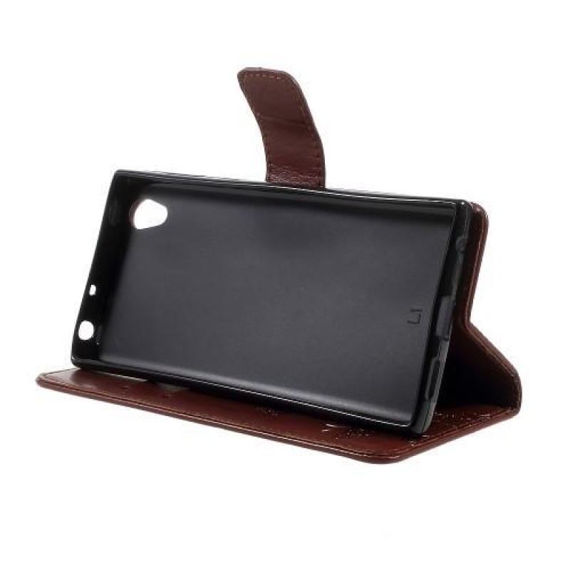 Pillangó PU bőr pénztárca tok Sony Xperia L1-hez - barna