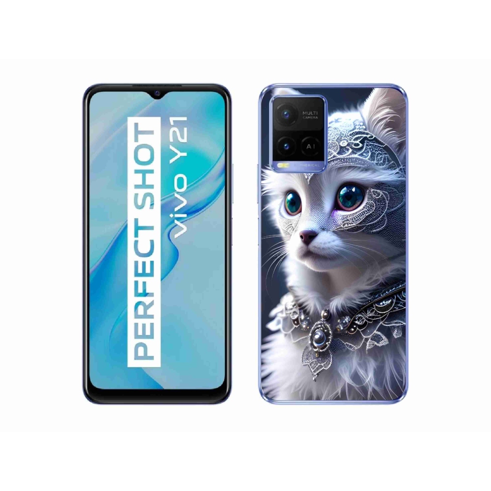 Zselés borítás mmCase a Vivo Y21/Y21s/Y33s készülékhez - fehér macska