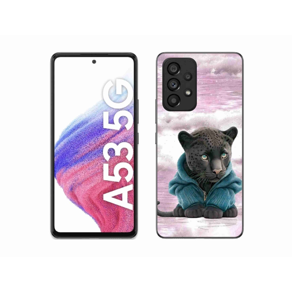 Zselés borítás mmCase Samsung Galaxy A53 5G - fekete párduc pulóverben