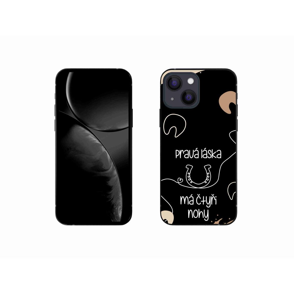 Gél borítás mmCase iPhone 13 mini 5.4 - ló motívum fekete háttérrel