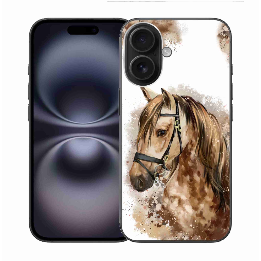 Zselés borítás mmCase iPhone 16 készülékhez - barna rajzfilm ló