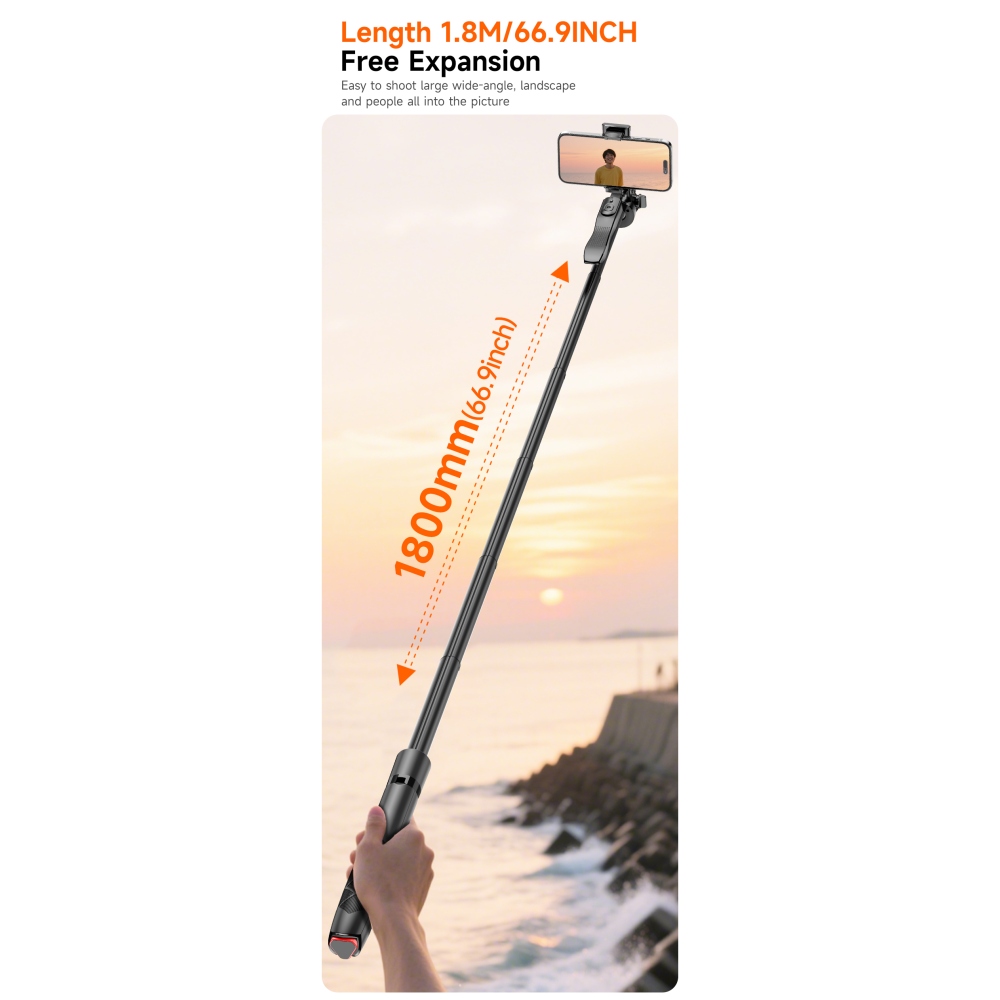 Teleszkópos szelfibot L16-TT 1,8 m-es állvánnyal és távirányítóval