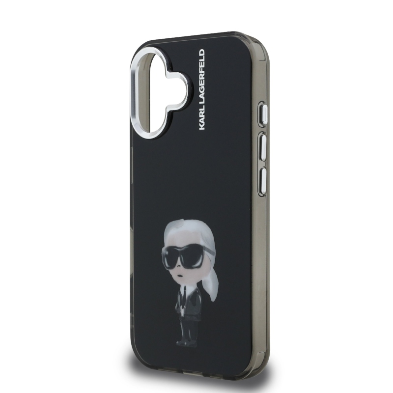Karl Lagerfeld IML Aquarelle Karl hátlapi borító iPhone 16-hoz Fekete