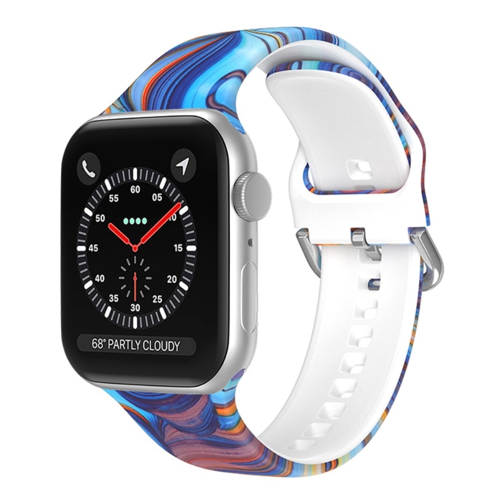 Nyomtatott szilikon szíj Apple Watch Ultra/Ultra 2 49mm/SE/SE 2022/2023 44mm/9/8/7 45mm/6/5/4 44mm/3/2/1 42 mm-es órához - F minta