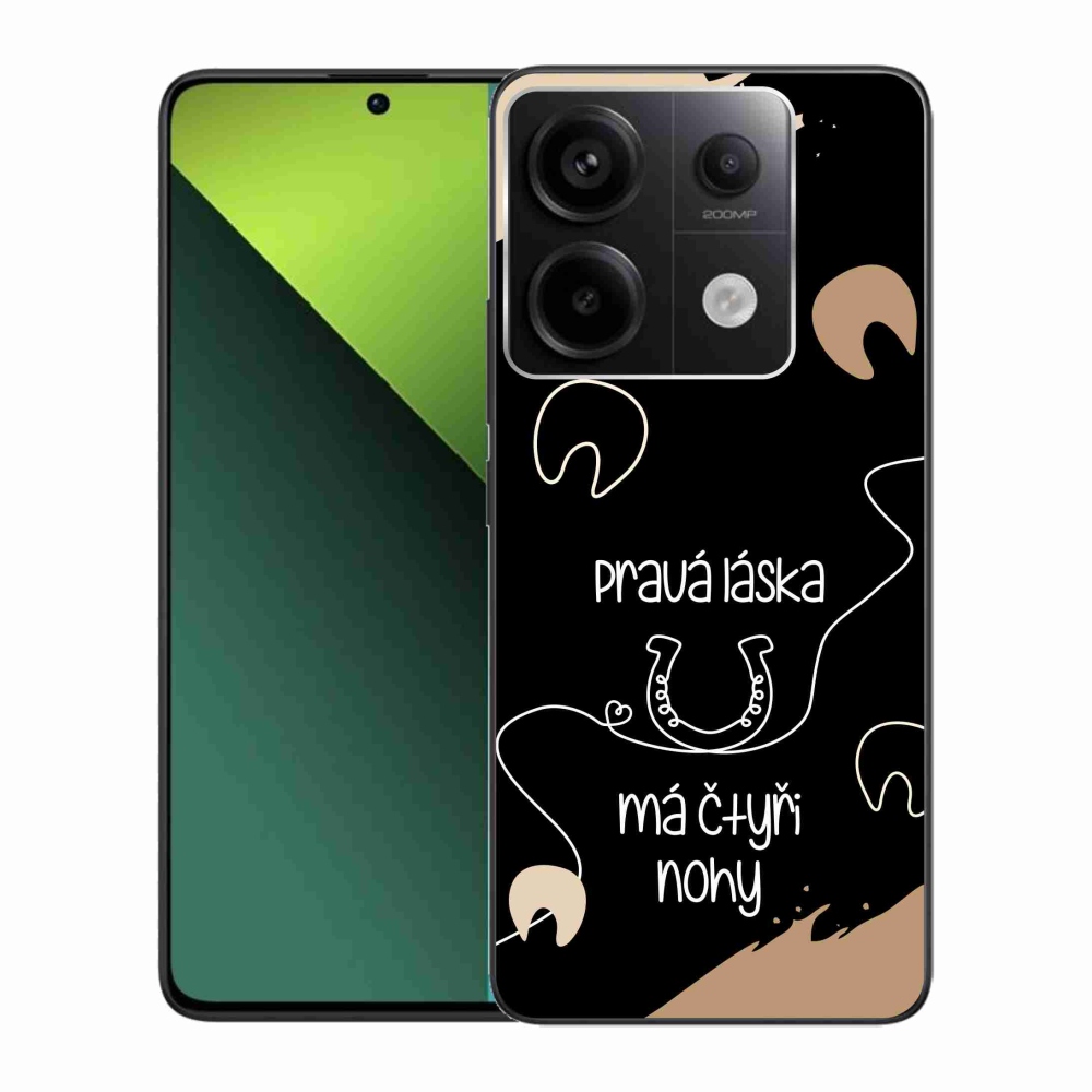 Gél borító mmCase a Xiaomi Redmi Note 13 Pro 5G/Poco X6 5G számára - ló motívum fekete háttérrel