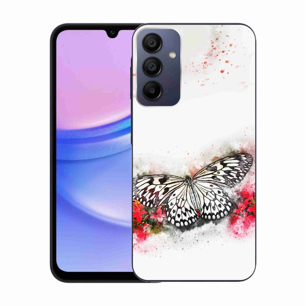 Zselés borítás mmCase Samsung Galaxy A15 4G/5G - fekete-fehér pillangó