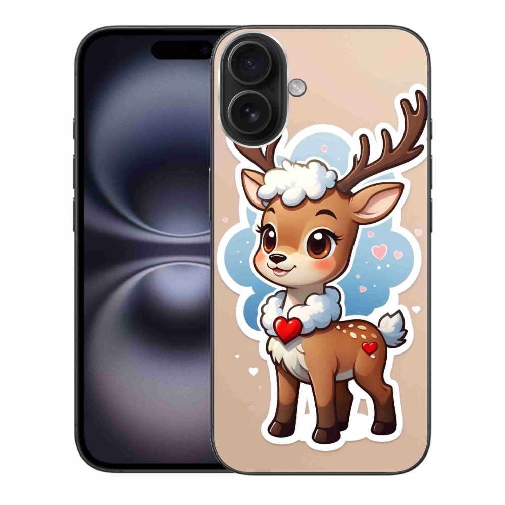 Zselés borítás mmCase iPhone 16 Plus készülékhez - rajzfilm rénszarvas