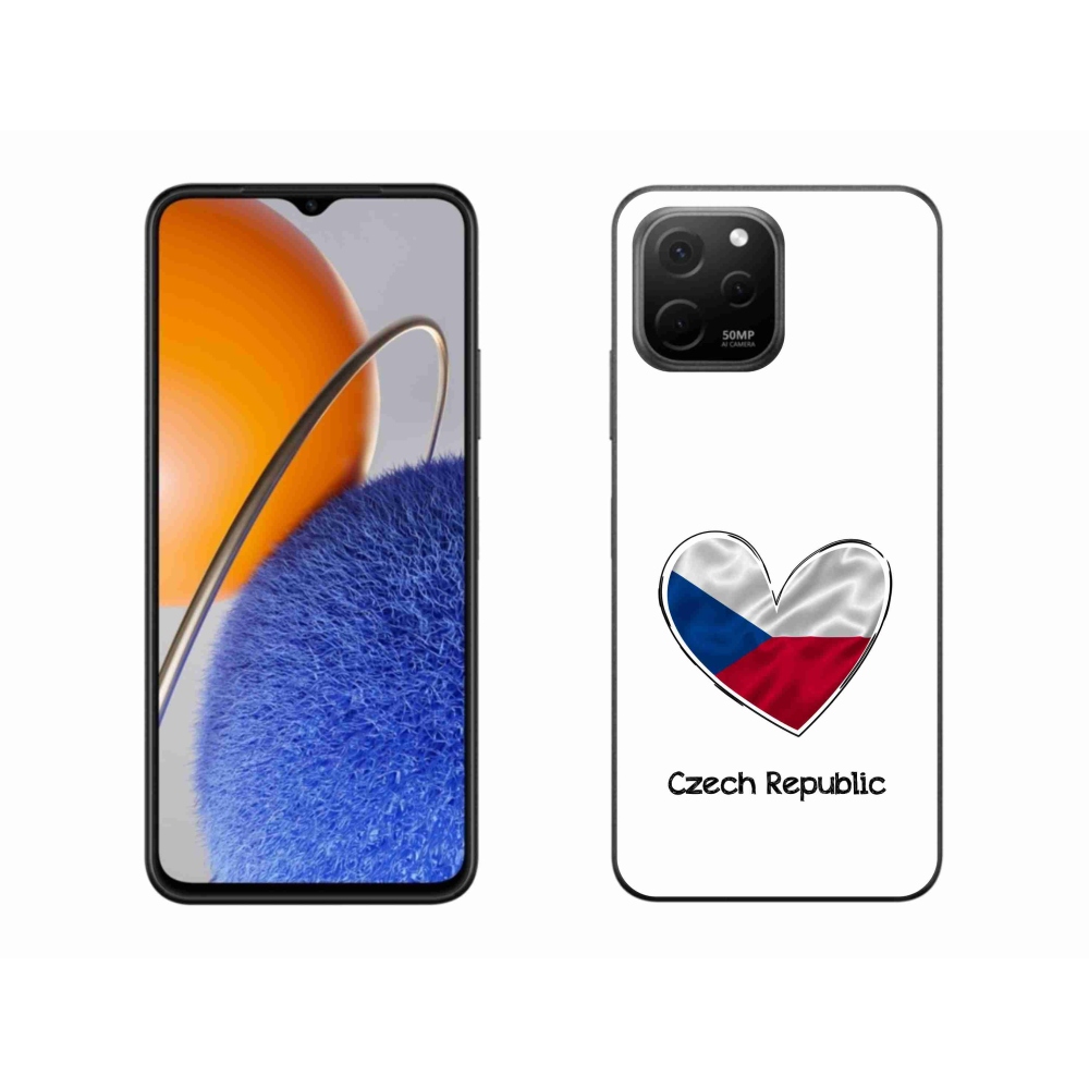 Gél borító mmCase a Huawei Nova Y61 készülékhez - zászló szív fehér háttérrel