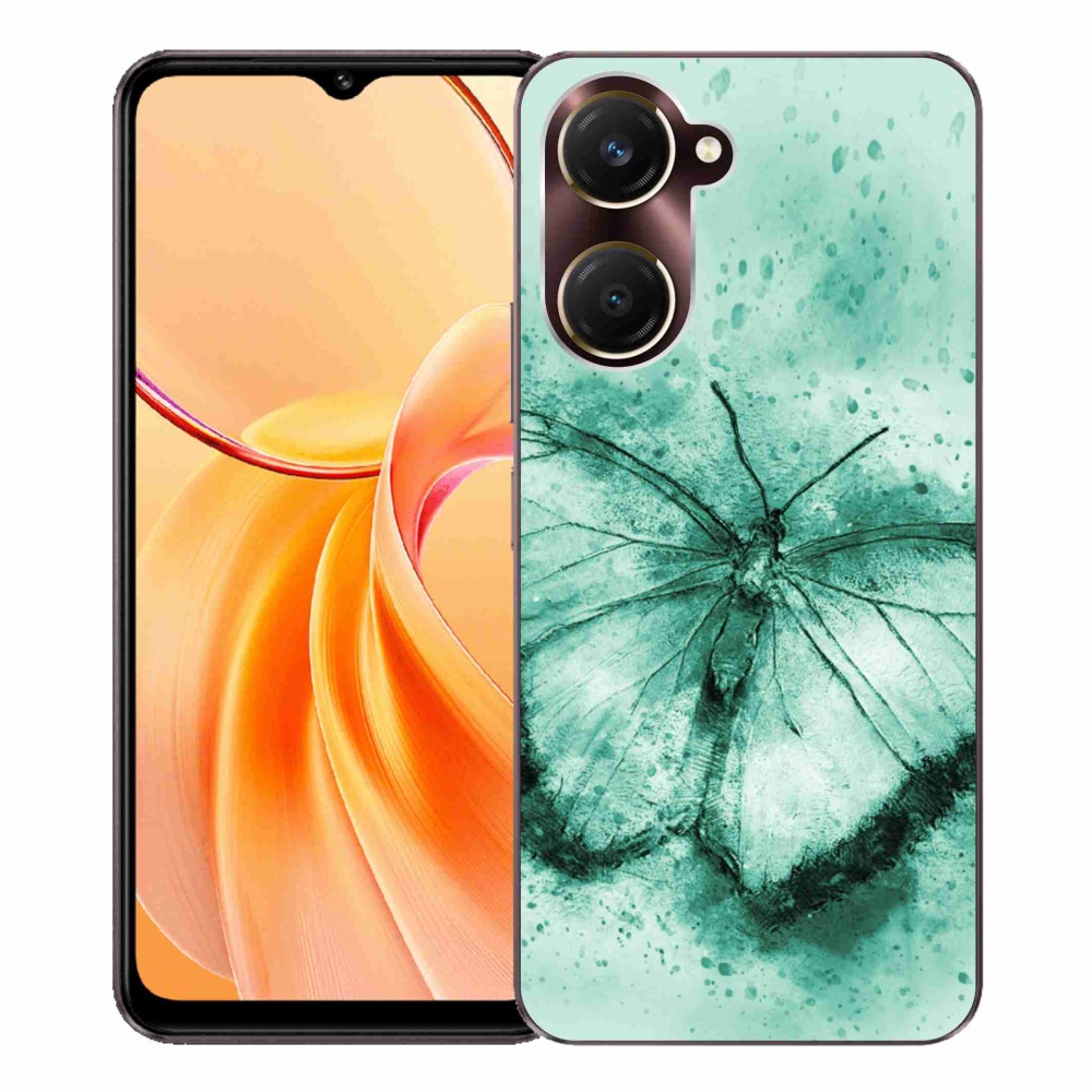 Zselés borítás mmCase a Vivo Y28s 5G-hez - zöld pillangó