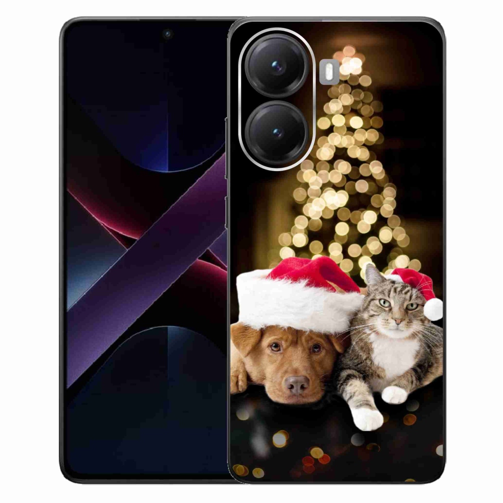 Gél borítás mmCase a Xiaomi Poco X7 Pro 5G számára - Karácsonyi kutya és macska