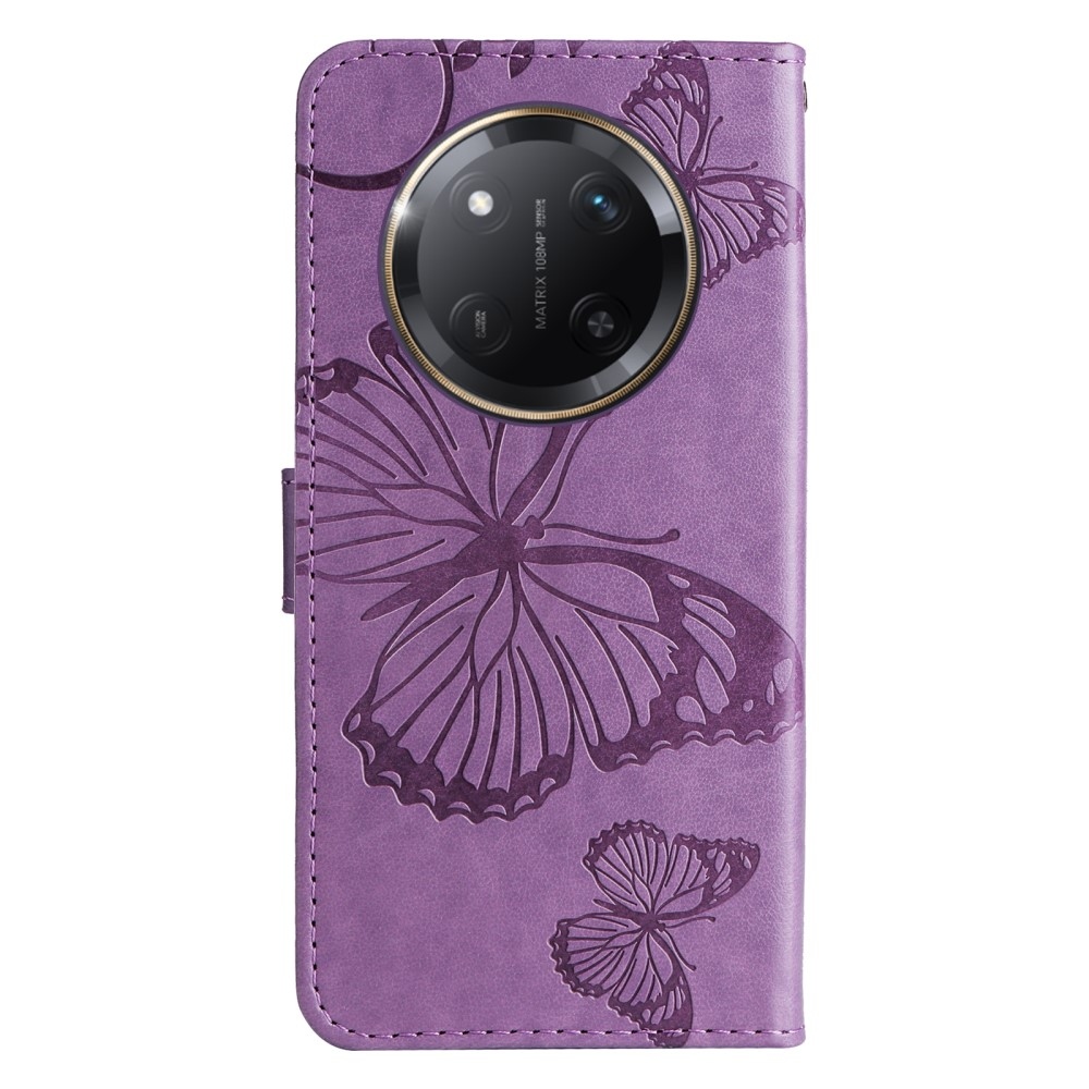 Nagy pillangó könyv tok a Honor Magic 7 Lite 5G számára - lila