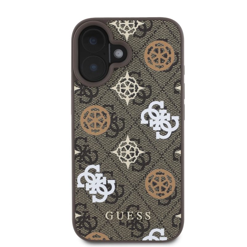 Guess PU 4G Peony MagSafe hátlap iPhone 16-hoz Barna barna