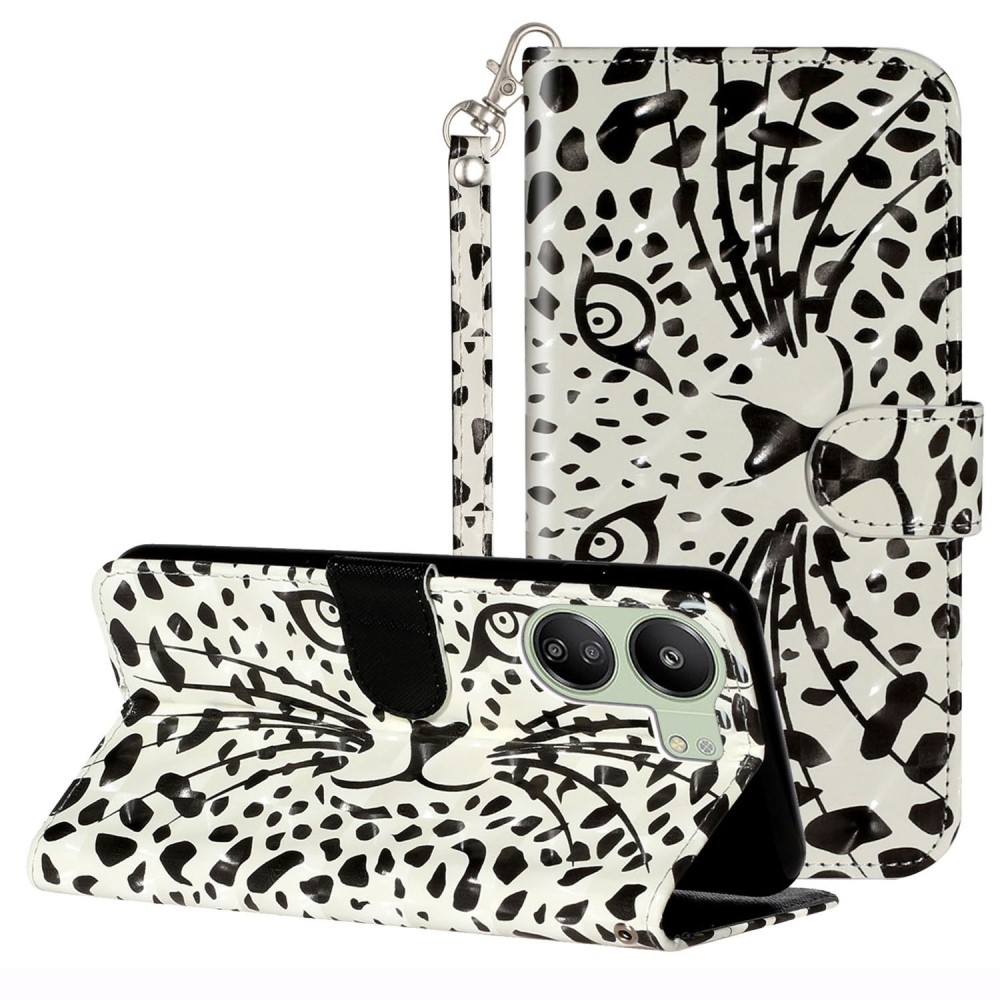 Dekorációs könyvtáska Xiaomi Poco C65/Redmi 13C - leopárdos arc