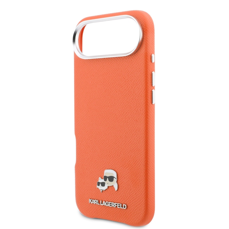 Karl Lagerfeld PU Karl és Choupette fejek Pins MagSafe hátlapi borító az iPhone Air narancssárgához