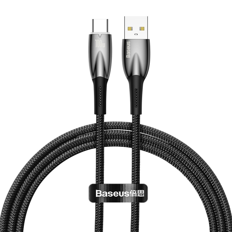 Baseus Glimmer sorozatú gyorstöltő adatkábel USB-A - USB-C 100W 1m Fekete