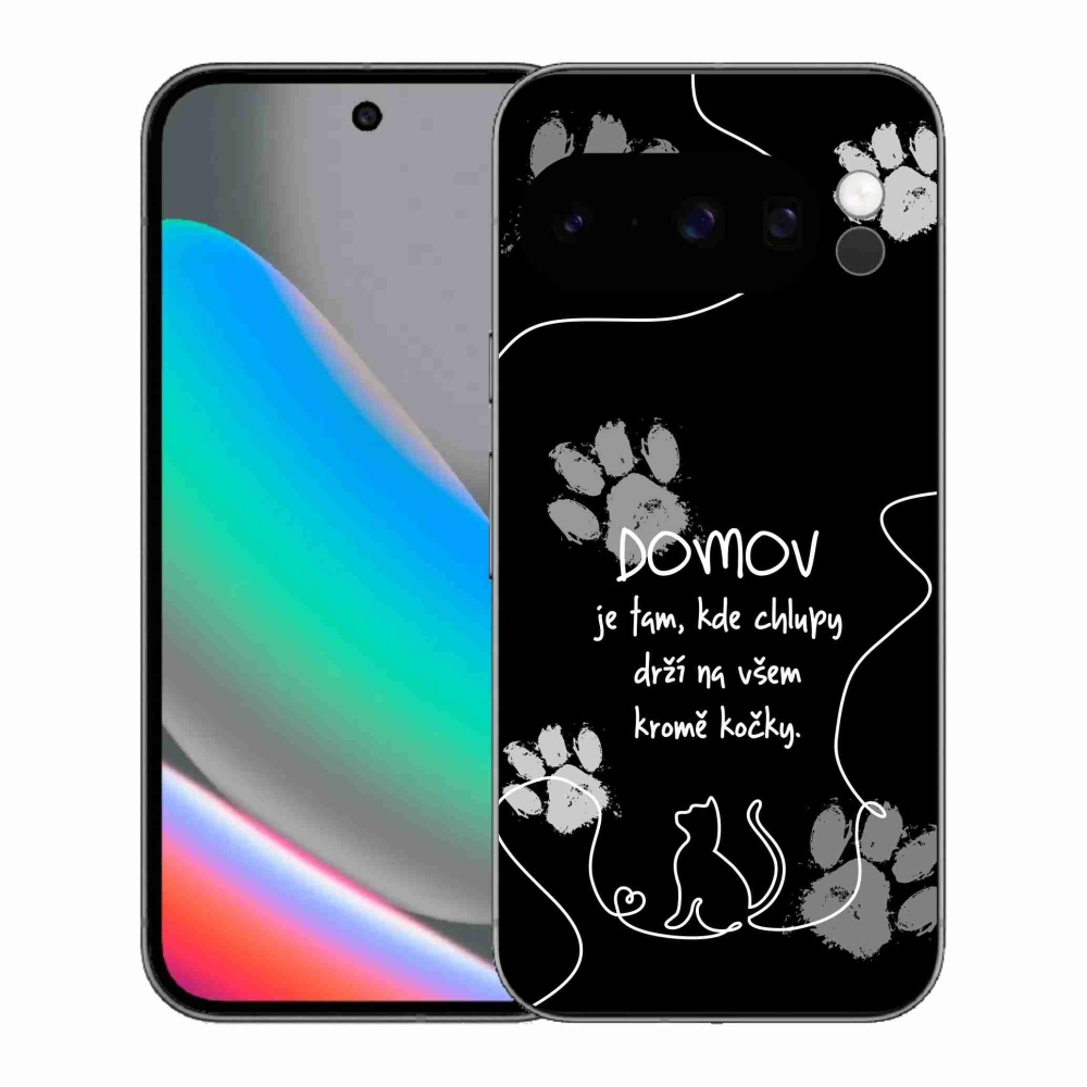 Gél borítás mmCase a Google Pixel 10 Pro számára - macska motívum fekete háttérrel