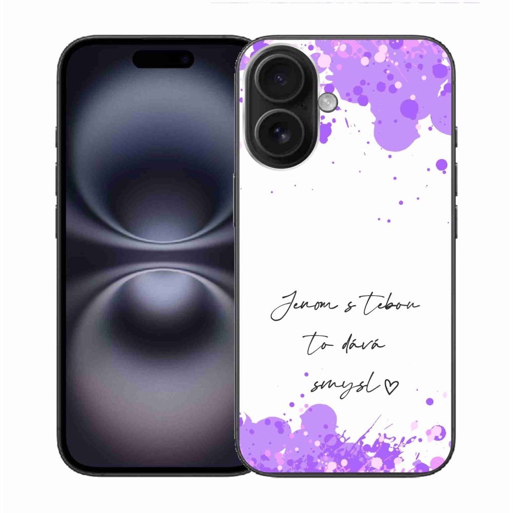 Gél borító mmCase iPhone 16 készülékhez - szerelmes szöveg fehér háttérrel