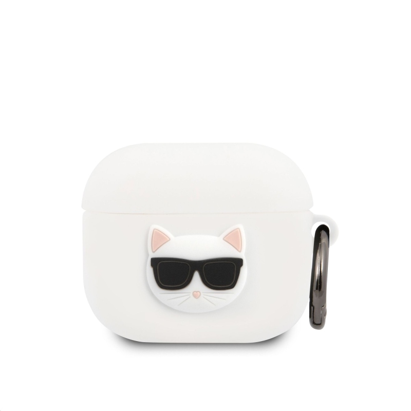 Karl Lagerfeld Choupette Head szilikon tok Airpods 3 fehér színhez