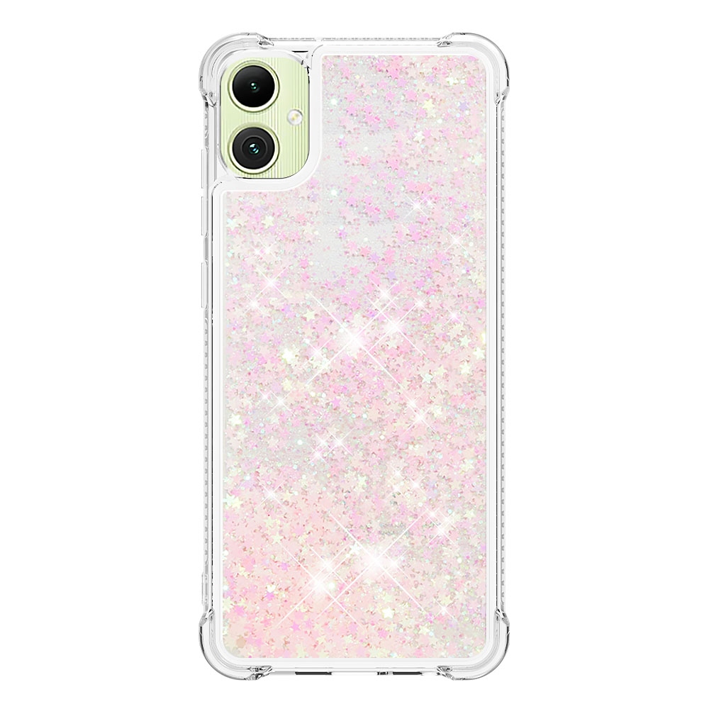 Glitter homokóra zselés tok Samsung Galaxy A07 4G - rózsaszín / csillagok