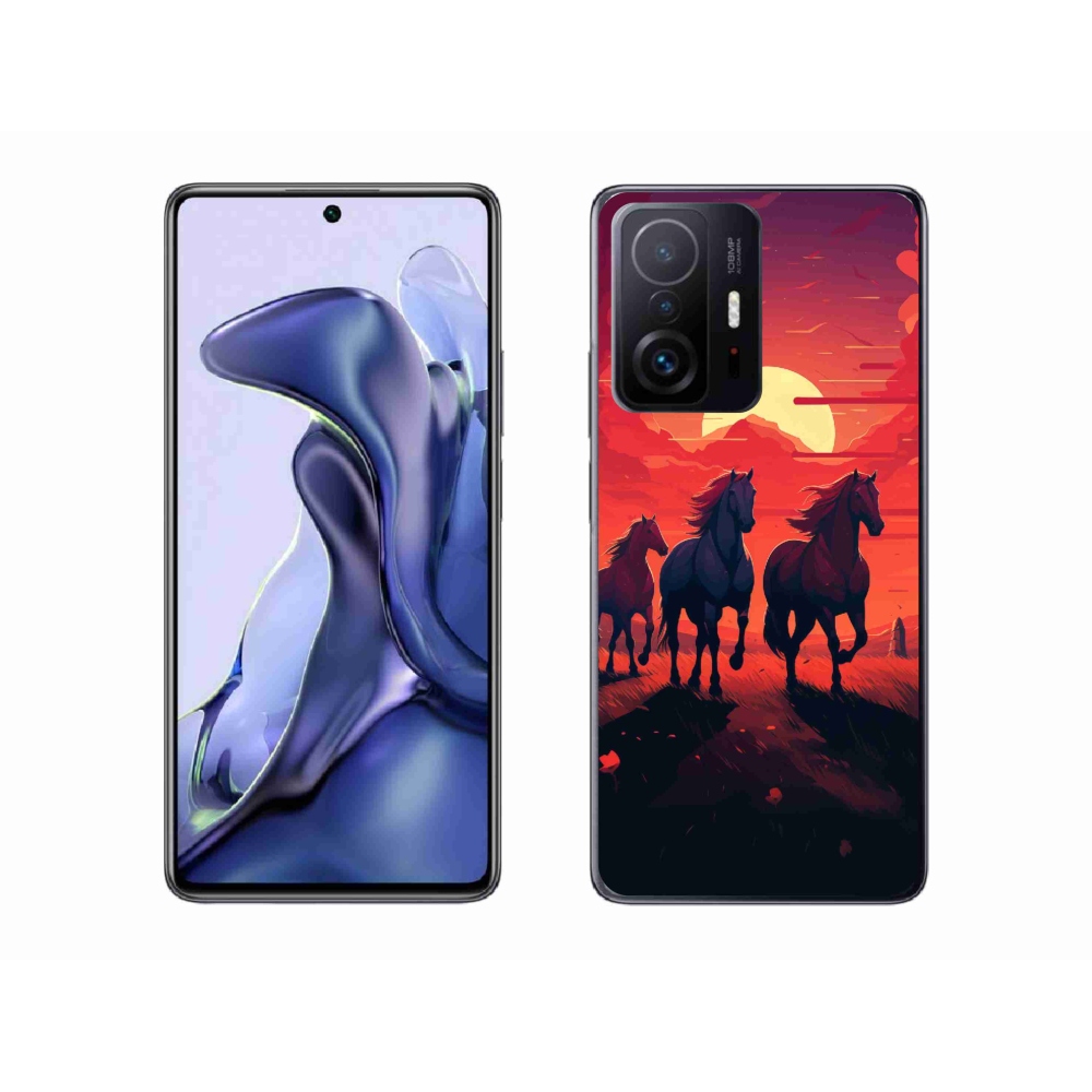 Gél borító mmCase a Xiaomi 11T-hez - lovak és naplemente