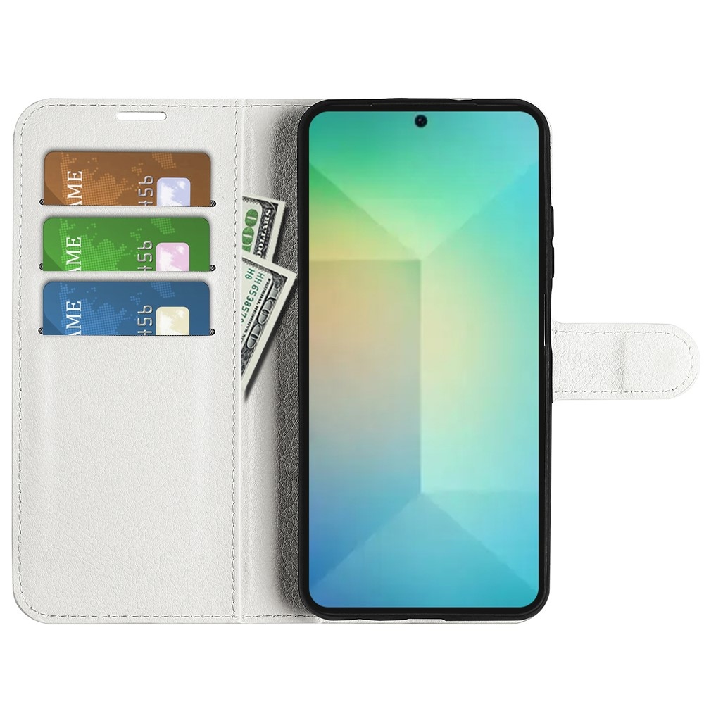 Litchi könyv tok Samsung Galaxy S25 készülékhez - fehér