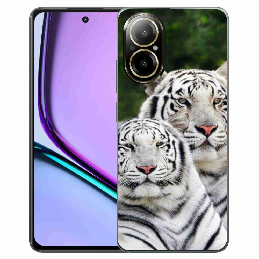 Gél tok mmCase a Realme C67 készülékhez - fehér tigrisek