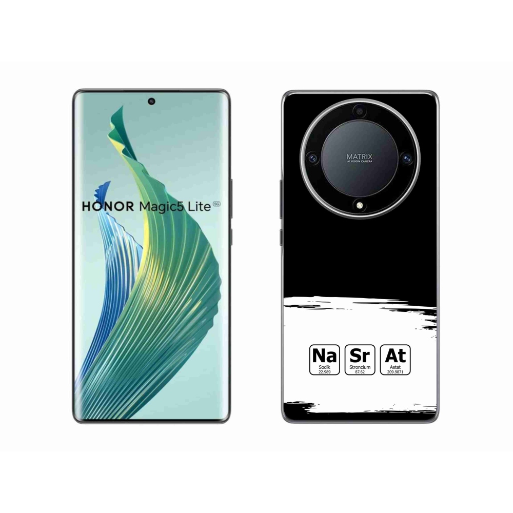 Gél borítás mmCase a Honor Magic 5 Lite 5G-n - kémiai elemek fehér és fekete háttérrel