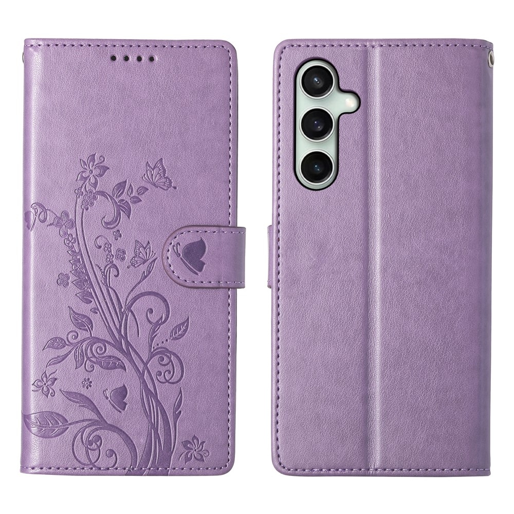 Virágok könyv tok Samsung Galaxy S25 FE készülékhez - lila