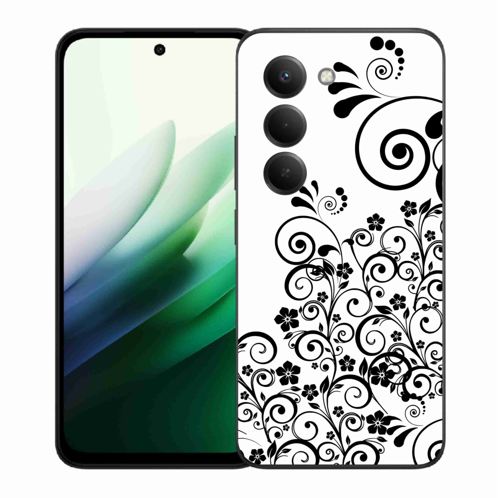 Gél borítás mmCase a Xiaomi Redmi 15 5G-re - fekete és fehér virágminták