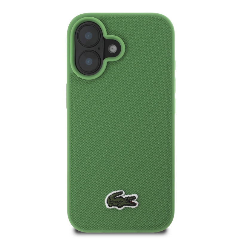 Lacoste Iconic Petit Pique Woven Logo MagSafe hátlap iPhone 16 Plus készülékhez Zöld