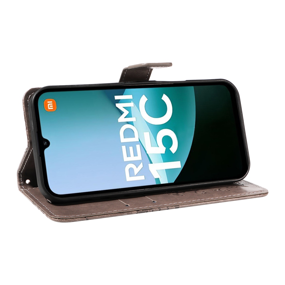 Nagy pillangó könyv tok Xiaomi Redmi 15C 4G/5G (173mm) - szürke