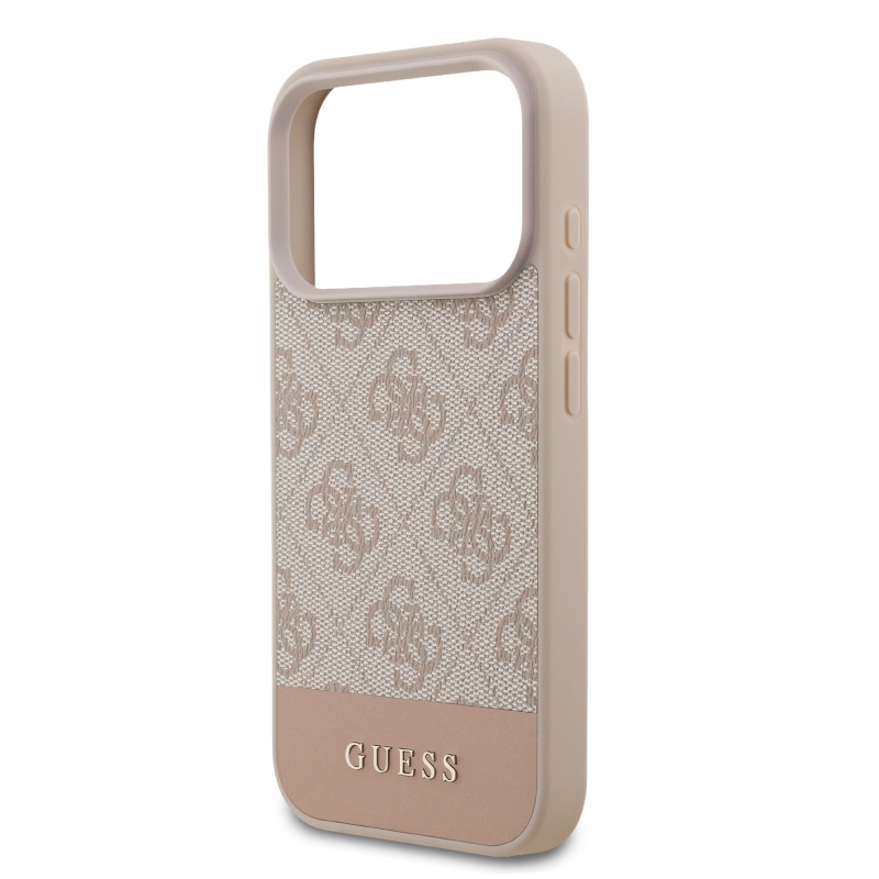 Guess PU 4G csíkos hátlap iPhone 17 Pro rózsaszínhez