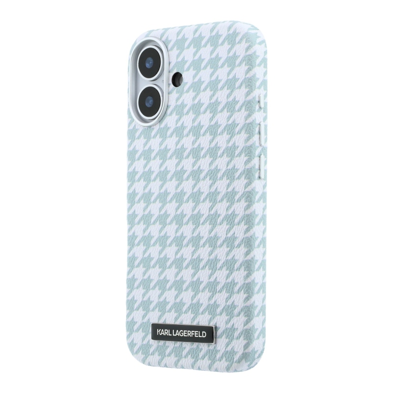 Karl Lagerfeld PU Houndstooth gyantalemez MagSafe hátlapi borító iPhone 17 kékhez