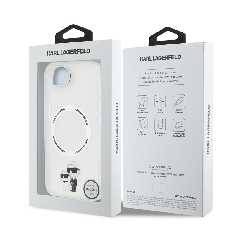 Karl Lagerfeld IML Karl és Choupette MagSafe MagSafe hátlap iPhone 16e-hez Átlátszó