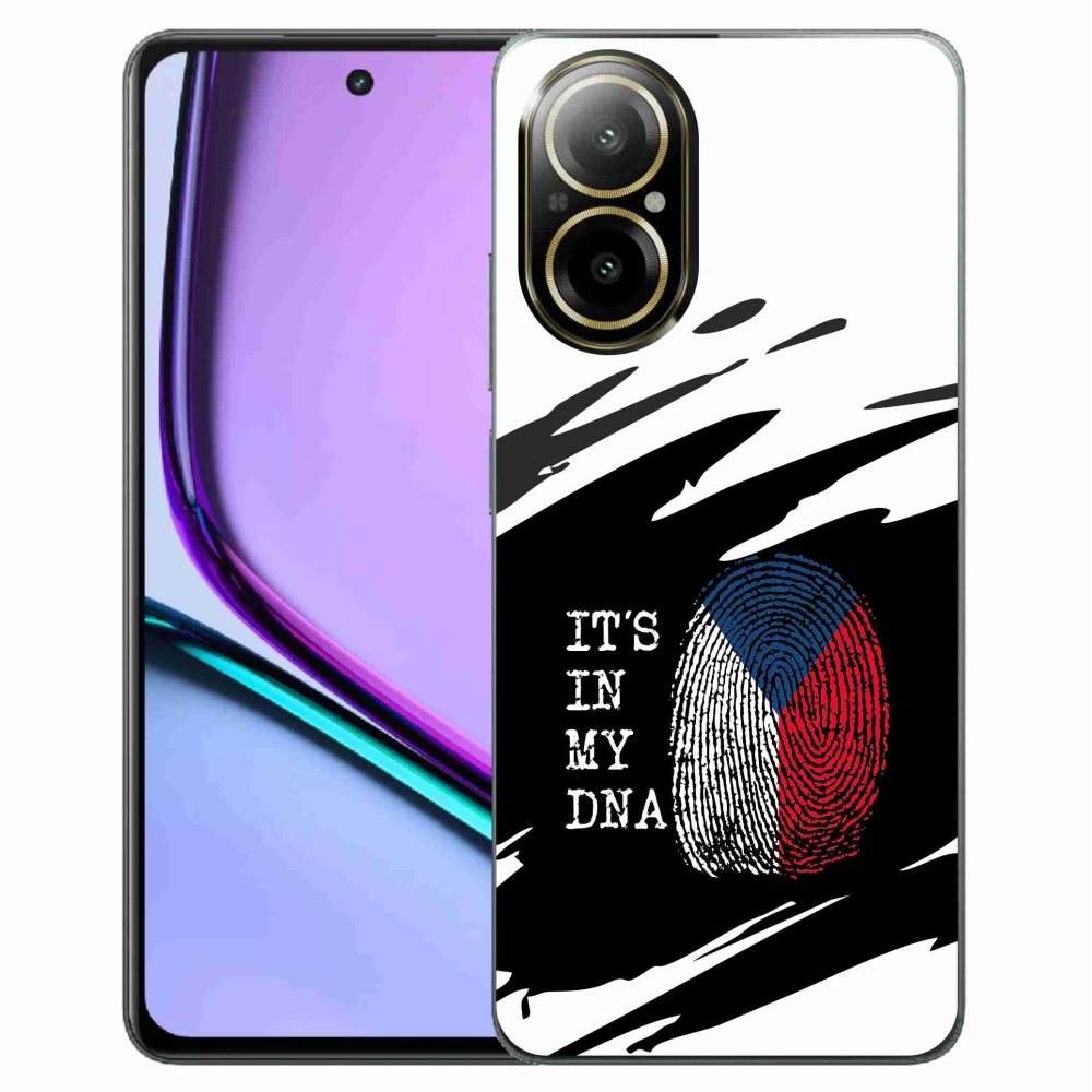 Gél borító mmCase a Realme C67 készülékre - zászlós ujjlenyomat fekete és fehér háttérrel