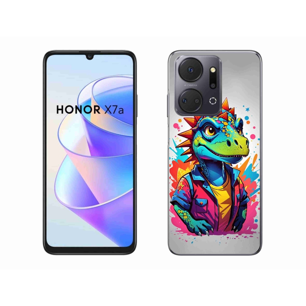 Zselés borítás mmCase a Honor X7a számára - színes dinoszaurusz