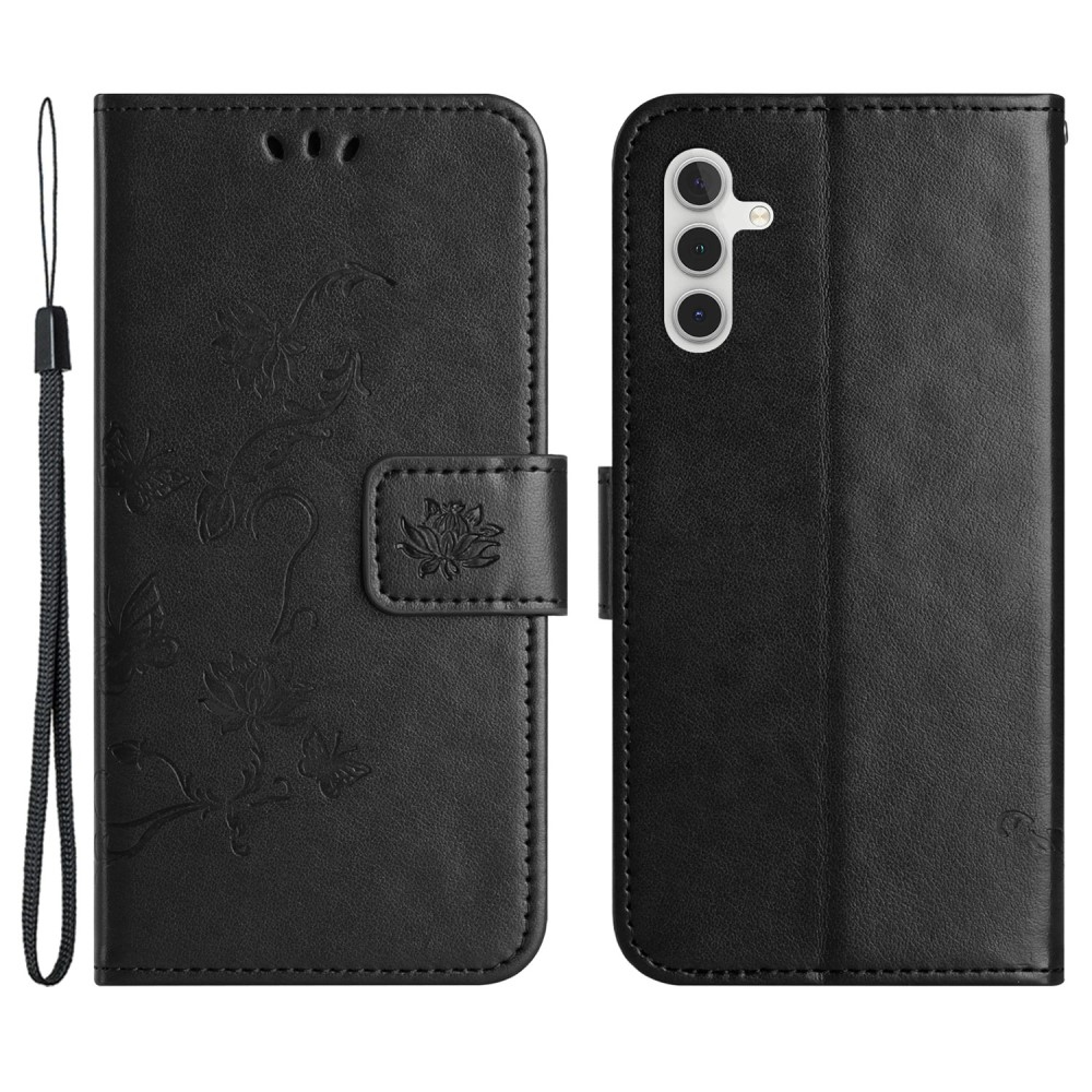 Virágos könyv tok Samsung Galaxy S24+/S25+ készülékhez - fekete