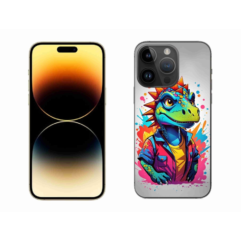 Zselés borítás mmCase iPhone 14 Pro Max készülékhez - színes dinoszaurusz